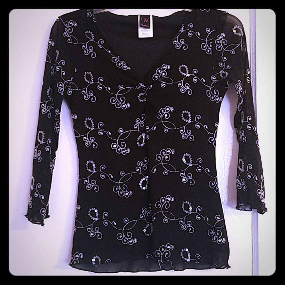 Sequined floral top